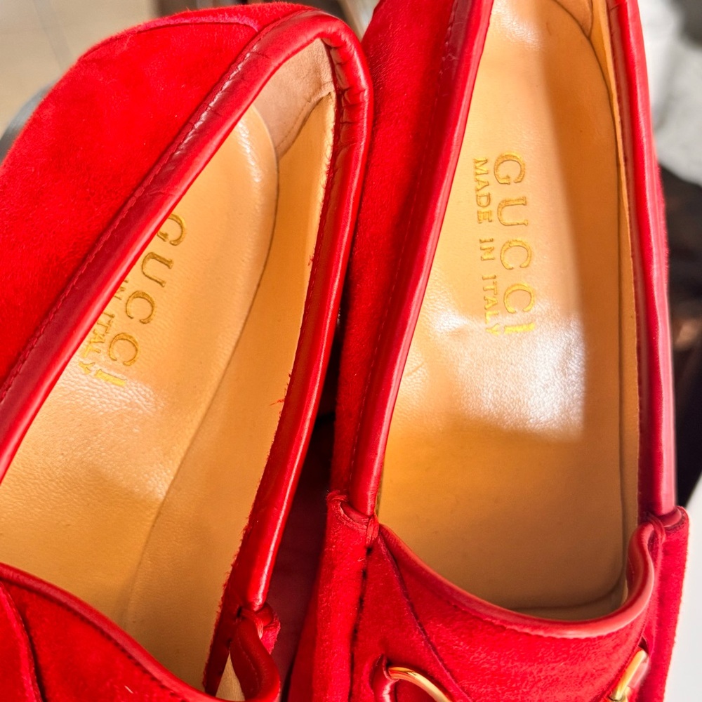 Gucci Red Leather Sole Loafers - Picture 9 of 11